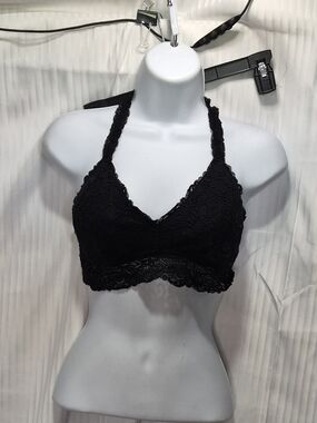 Auden Size Medium Black Lace Halter Bralette